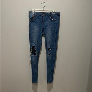 Zara Blue Skinny Distressed Jeans